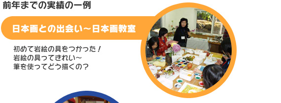 前年までの実績の一例　日本画との出会い　日本画教室