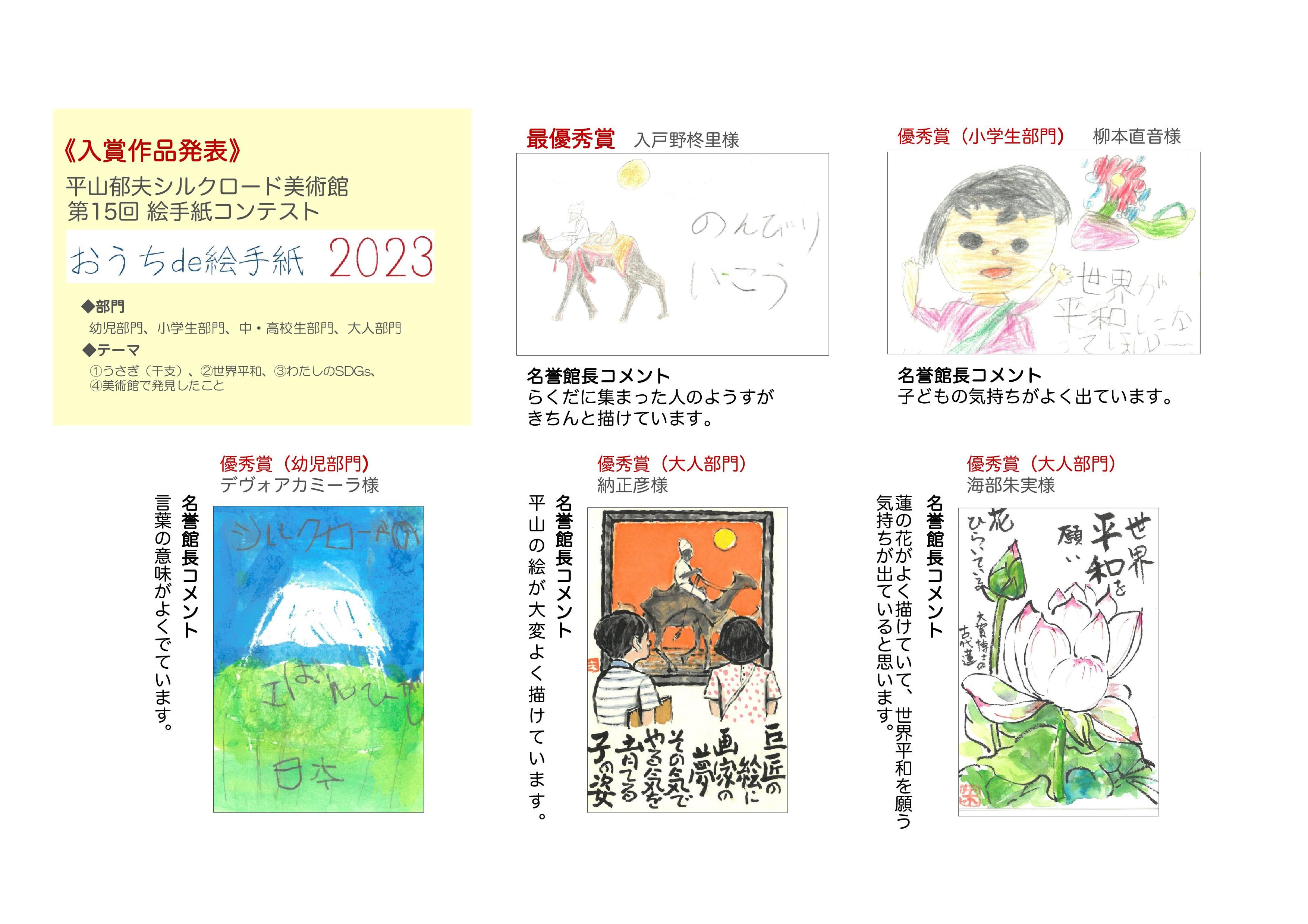 第15回 絵手紙コンテスト（名誉館長コメント付）